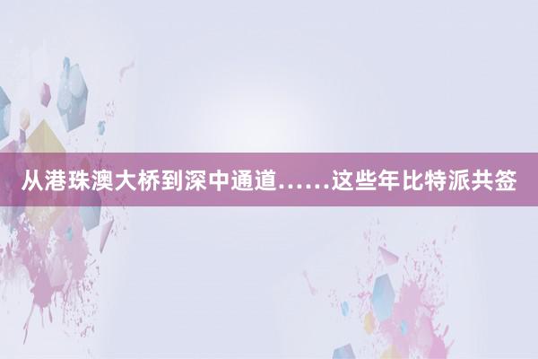 从港珠澳大桥到深中通道……这些年比特派共签