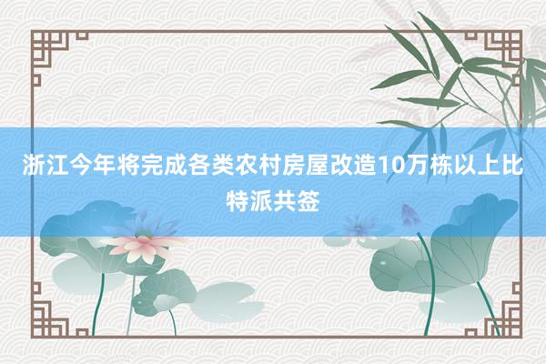 浙江今年将完成各类农村房屋改造10万栋以上比特派共签