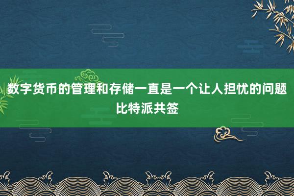 数字货币的管理和存储一直是一个让人担忧的问题比特派共签