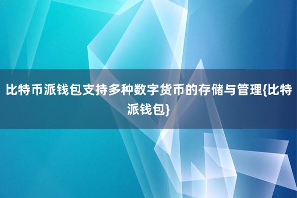 比特币派钱包支持多种数字货币的存储与管理{比特派钱包}