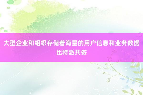 大型企业和组织存储着海量的用户信息和业务数据比特派共签