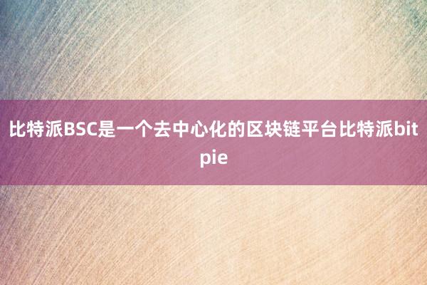 比特派BSC是一个去中心化的区块链平台比特派bitpie