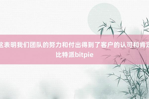 这表明我们团队的努力和付出得到了客户的认可和肯定比特派bitpie