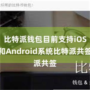 比特派钱包目前支持iOS和Android系统比特派共签