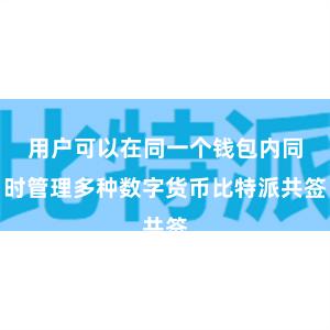 用户可以在同一个钱包内同时管理多种数字货币比特派共签